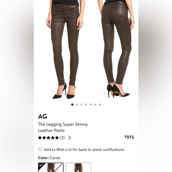 NWOT AG The Legging Super Skinny Leather Lambskin Pants in Brown - Picture 3 of 16